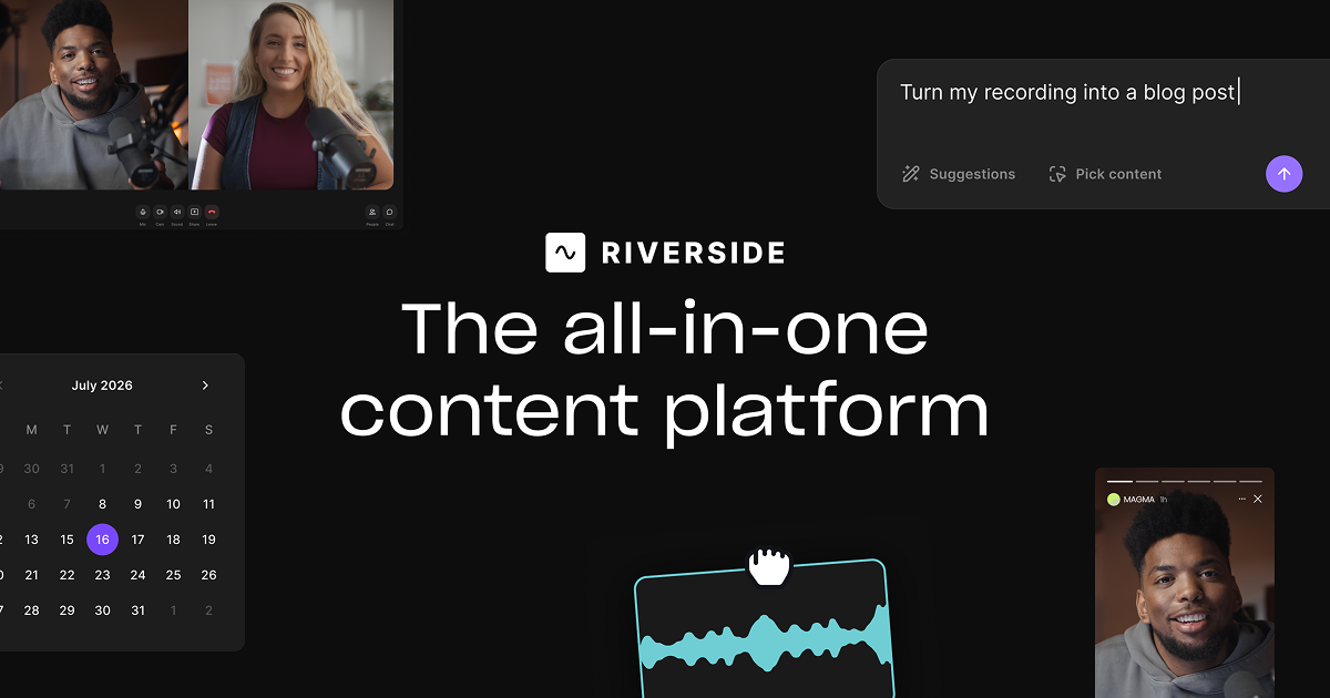 Riverside – Çevrim İçi Video ve Podcast Kayıt Platformu ürün görseli